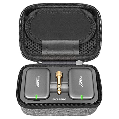 NUX B-7PSM 5.8 GHz Wireless in-Ear Monitoring System Bundle with 2pcs Microfiber Polishing Cloths, Charging Case Included, Stereo Audio transmitting
