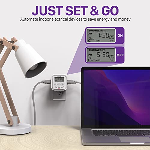 Fosmon 7 Day Digital Timers for Electrical Outlets, Indoor Plug-in Light Timers Switch Programmable, Electric Wall Plug for Lamp, Grow Reptile Lights, Aquarium, 15A/1875W, Grounded - style: 7 Day Timer With Random Function 1 pack