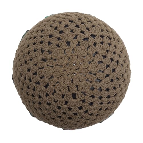 ZLYC Women Cotton Crochet Slouchy Beanie Hat Handmade Knit Summer Skull Cap | Lightweight breathable,boho casual chic look,travel photos festival party,café commute daily wear,beach concert gathering - color: Colorful Flower Tan