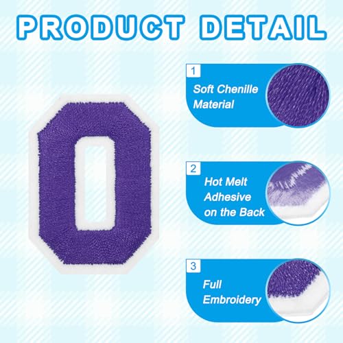 MECCANIXITY Iron on Number Patches 2" Number 0 Iron on Embroidered Patch Sew on Letter Stickers Applique for Repairing Clothing Jeans Shoes Hats DIY(Purple, Pack of 9) - style: Number 0