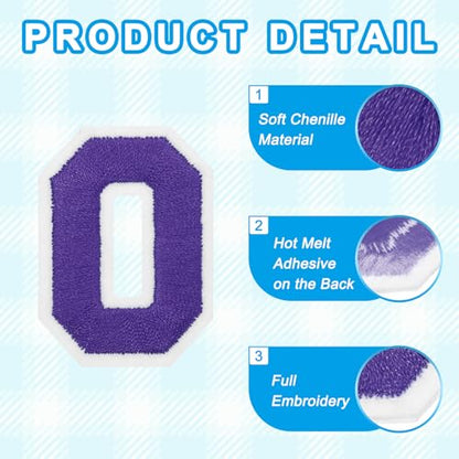 MECCANIXITY Iron on Number Patches 2" Number 0 Iron on Embroidered Patch Sew on Letter Stickers Applique for Repairing Clothing Jeans Shoes Hats DIY(Purple, Pack of 9) - style: Number 0