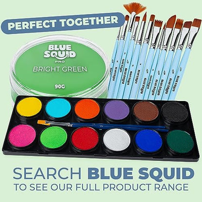 Blue Squid PRO Face Paint - Professional Water Based Single Cake Facepaint & Body Paints - SFX Makeup, Kids Adults Face Painting for Costume, Halloween, Cosplay - Classic Bright Green 90g / 3oz - color: Classic Bright Green 90g