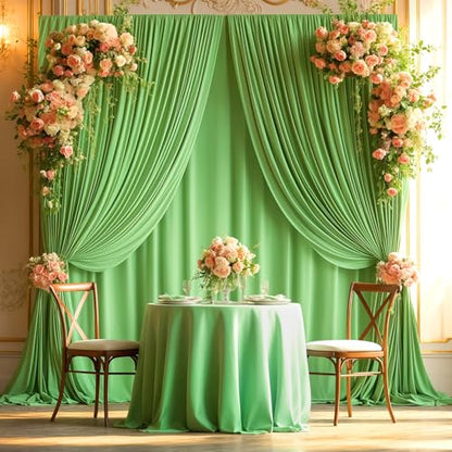 Sage Green Backdrop Curtain 2 Panels-Wrinkle-Free Champagne Curtains Polyester Photography Drapes for Baby Shower Birthday Party Photo Background Backdrop Stand- 8 X10FT (Sage Green) - color: Sage Green, size: W4' x H10'(2 panels)