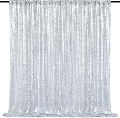 Silver Sequin Backdrop Curtain Drapes 8ftx8ft Glitter Fabric Photo Backdrop | Twilight Sparkle Photo Backdrop Curtain for Wedding/Baby Shower/Pincess Happy Birthday /Graduations/New Years/Theme Party - color: Silver, size: 8ftx8ft