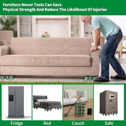 Heavy Duty Furniture Dolly 360 Rotate 5 Wheels 3400 Lbs Capacity 6.9x6.5 in | Upgraded Furniture Movers with Green Wheels, 6 Sliders, Alloy Steel Furniture Lifter Tool for Home & Office Uses - color: Green, size: 6.9x6.5 IN-6 Sliders