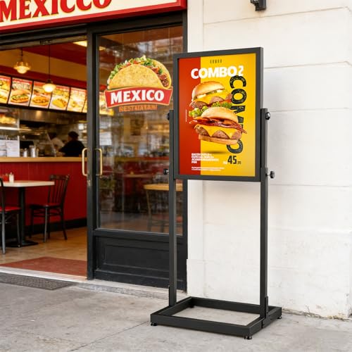 Sign Holder Floor Stand, 18x24 Inch Heavy Duty Pedestal Poster Banner Stand for Display, Metal Floor Standing Display - Double Sided Poster Stand for Business, Office, Trade Show, Mall Advertising