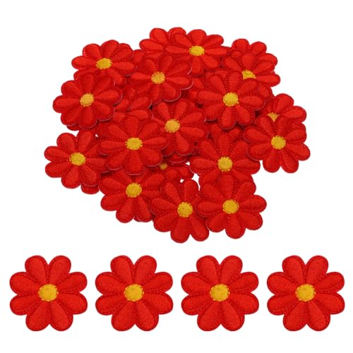 MECCANIXITY Flower Iron-on Patches 90x90mm/3.54x3.54 Pack of 30 Red - color: Red