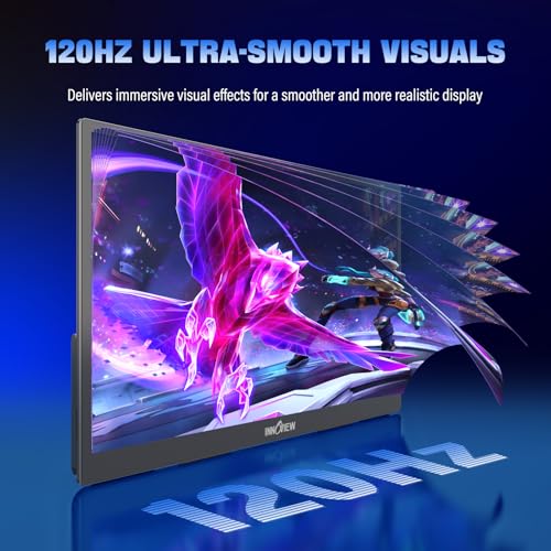 InnoView 2K Portable Monitor for Laptop 18.5" 2560x1440p QHD 120Hz 100% sRGB USB-C Standard HDMI DP Port Gaming Monitor,HDR Travel External Second Screen for Laptop, PC, Game Consoles - size: 18.5