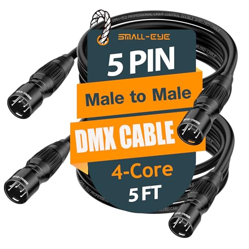 SMALL-EYE 5 Pin DMX Male to Male Cables 5 ft 2-Pack, DMX512 Jumper | True DMX512 Signal, 116Ω Optimized Impedance, Signal Routing, Professional Lighting Systems - size: 5 feet -2 Packs