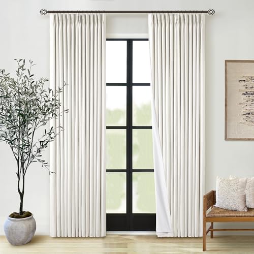 Natural Pinch Pleated Linen Blackout Curtains 84 Inch Length 2 Panels Set - color: Natural Linen, size: 40"W x 84"L (Pack of 2)