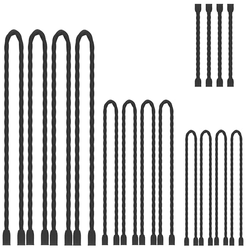 16Pcs 3-24Inch Silicone Cable Ties Reusable Steel-Core Wire Twist Tie Strap | for Bundling and Organizing Colorful Bendable Holder Strap for Indoor and Out All Purpose, Black - color: Black, size: 3-24 Inch