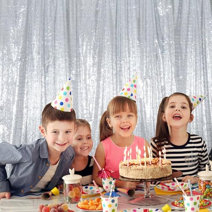 Juya Delight Sequin Backdrop Curtain Non-Transparent Sequin Photography Background Backdrop Curtain for Birthday Party Wedding Festival Ceremony 6FTx8FT Silver - color: Silvery, size: 6ft x 8ft