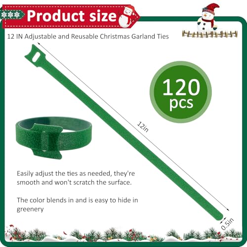 120 Pcs Hook＆Loop Garden Plant Cable Ties 12 Inch Adjustable Nylon Garden Fastener Strap for Climbing Plant and Vines