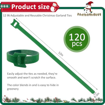 120 Pcs Hook＆Loop Garden Plant Cable Ties 12 Inch Adjustable Nylon Garden Fastener Strap for Climbing Plant and Vines