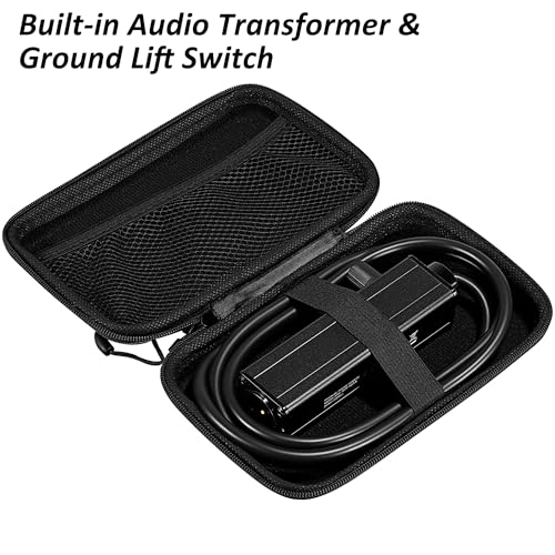 AUX to XLR Isolation Box, 3.5mm TRS to 3-Pin XLR Hum Eliminator with Volume Control, Built-in Audio Transformer & Ground Lift Switch, 3.3ft Cord, Removable Gold Coated AUX Plug