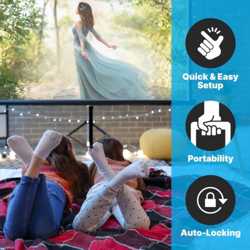 Pyle 60 Inch Portable Projector Screen with Tripod Stand – Fold Out Roll Up, HD Premium 16:9 Aspect Ratio, Matte Viewing Surface for Indoor and Outdoor Use, Perfect for Home, Office and Presentations - size: 60 inch