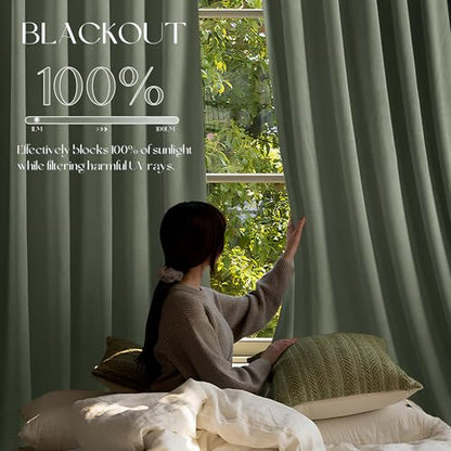 Manyshofu Sage Green Velvet Curtains, 2 Panels Blackout 52x84 | Luxurious Velvet Feel, Thermal Insulated Noise Reducing, Dual Back Tab And Rod Pocket Hanging, Machine Wash Fade-Resistant - color: Sage Green, size: 52"W x 84"L (Pack of 2)