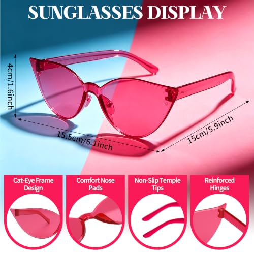 Short Bob Straight Hair Wigs with Bangs, Synthetic Fiber Colorful Hair, Cat Eye Glasses for Women (Hot Pink) - color: Hot Pink