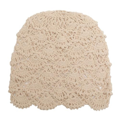 ZLYC Women Cotton Crochet Slouchy Beanie Hat Handmade Knit Summer Skull Cap | Lightweight breathable,boho casual chic look,travel photos festival party,café commute daily wear,beach concert gathering - color: Knitted Beige