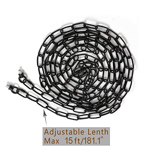 2 Pack 15ft Heavy Duty Chain for Light Fixture, Pendant Light Extra Chain Permits Installation of Chain-Hung Fixtures on High Ceilings with Max Fixture Weight of 65 Pounds, Black, L0016 - color: Black 15 Ft Chain (2 Pack)