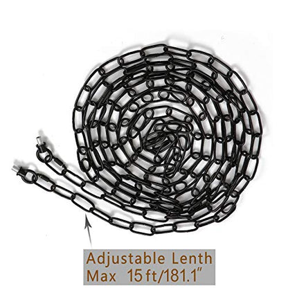 2 Pack 15ft Heavy Duty Chain for Light Fixture, Pendant Light Extra Chain Permits Installation of Chain-Hung Fixtures on High Ceilings with Max Fixture Weight of 65 Pounds, Black, L0016 - color: Black 15 Ft Chain (2 Pack)