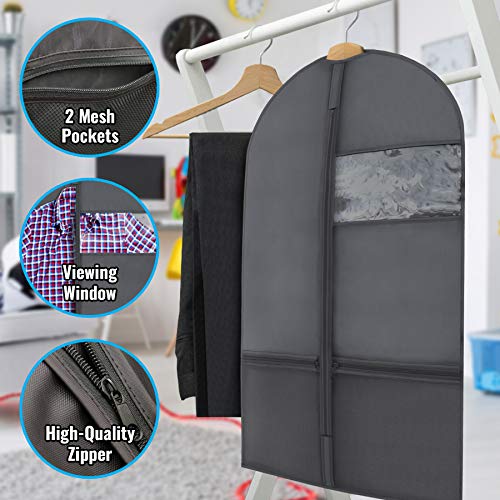 Plixio 36" Kids Garment Bags for Dance Costumes, Childrens Hanging Clothes - color: Black, size: 3 Pack : 36"