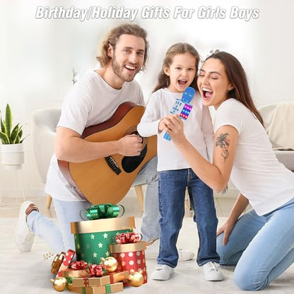 BONAOK Karaoke Microphone for Kids & Adults - Bluetooth Microphones Singing Mic with Disco Lights, Echo Effect, Built-in Speaker Portable Karaoke Player for Party Travel Gifts Q78(Blue) - color: Blue