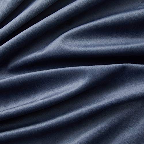 HLC.ME Lopez Velvet Premium Privacy Back Tab Rod Pocket Window Treatment Curtain Drapery Panels for Bedroom & Living Room - Set of 2 Panels (54 x 84 inches Long, Navy Blue) - color: Navy Blue, size: 54"W x 84"L (Pack of 2), style: Back Tab Rod Pocket