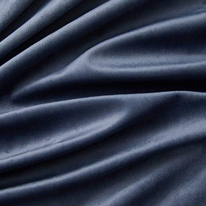 HLC.ME Lopez Velvet Premium Privacy Back Tab Rod Pocket Window Treatment Curtain Drapery Panels for Bedroom & Living Room - Set of 2 Panels (54 x 84 inches Long, Navy Blue) - color: Navy Blue, size: 54"W x 84"L (Pack of 2), style: Back Tab Rod Pocket