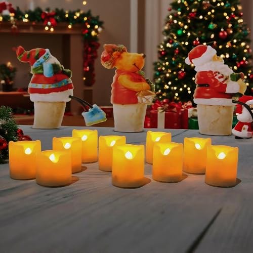 Battery Operated Flameless LED Votive Candles with Remote and Timer 12 PCS | CANDLE CHOICE Electric LED Votives Halloween Jack-O-Lantern Pumpkin Wedding Centerpieces Christmas Decoration Batteries Incl
