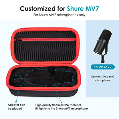 YOUSHARES MV7 Microphone Case Bag with Mic Cover Foam - Mic Case Hard Carring Case with Windshield Compatible with Shure MV7 USB Condenser Microphone