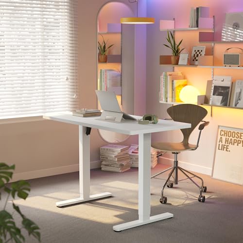 HUANUO 40x24 Inch Electric Standing Desk, Height Adjustable, White | 176 Lbs Capacity, Smooth Home Office Desk, 4 Memory Presets & Headphone Hooks, 28.3–46.5 Inch Height Range, Easy to assemble - color: White, size: 40" X 24"
