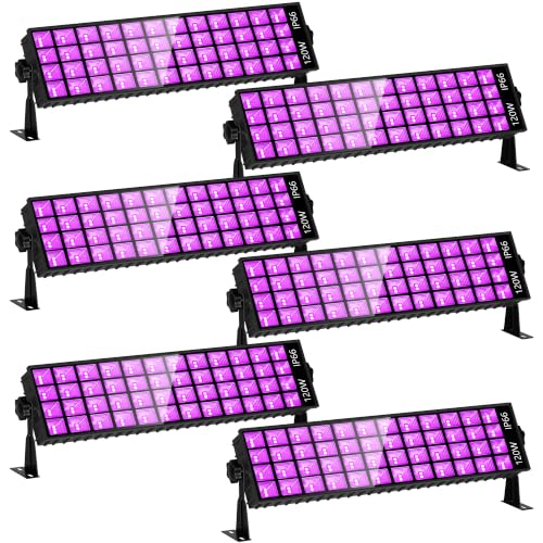 6 Pack 120W Black Light Bar, IP66 Blacklight for Halloween, Glow Party - size: 6 Pack