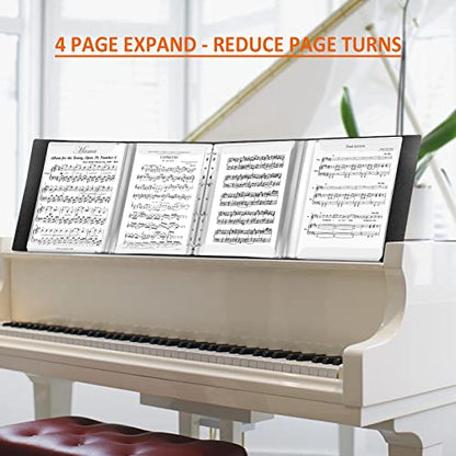 tutata Sheet Music Folder, 8.5 x 11 Music Binder, Writable Sleeves, Black | Less Page-Turning, 4 Page Expand, 52 Pockets, Letter Size Choir Folder