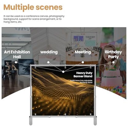 Jiang&Rong 10 x 10ft Heavy Duty Backdrop Stand Kit (Silver) | Adjustable Step and Repeat Banner Stand for Photography, Trade Shows, Photo Booths, Events - color: Silver