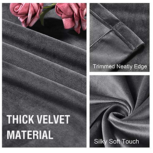 H.VERSAILTEX Room Darkening Velvet Curtains for Living Room, 95" L, Grey - color: Grey, size: 52"W x 95"L (Pack of 2)