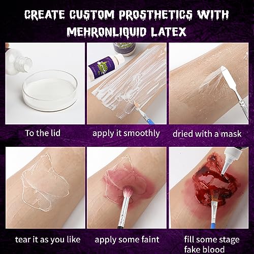 Liquid Latex Sfx Makeup Set 2 Pcs Halloween liquid Face Paint Makeup,Multi-Purpose Liquid Bodypaint Makeup For Scar Cut Wound Peeling Skin Wrinkles Monster Zombie,Latex Glue for Skin ,Prosthetic Glue