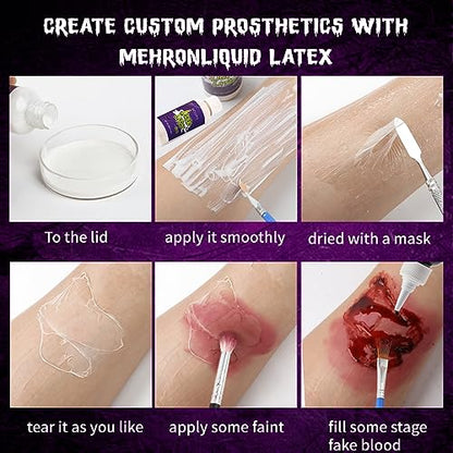 Liquid Latex Sfx Makeup Set 2 Pcs Halloween liquid Face Paint Makeup,Multi-Purpose Liquid Bodypaint Makeup For Scar Cut Wound Peeling Skin Wrinkles Monster Zombie,Latex Glue for Skin ,Prosthetic Glue