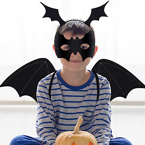 3 Pcs Halloween Bat Costume Kids Set Black Headband Mask Wings | Halloween Bat Accessories for Kids Adults, Cosplay Costume Ball, Bat Mask Wings for Boys Girls, Devil Dress up Outfit Gift