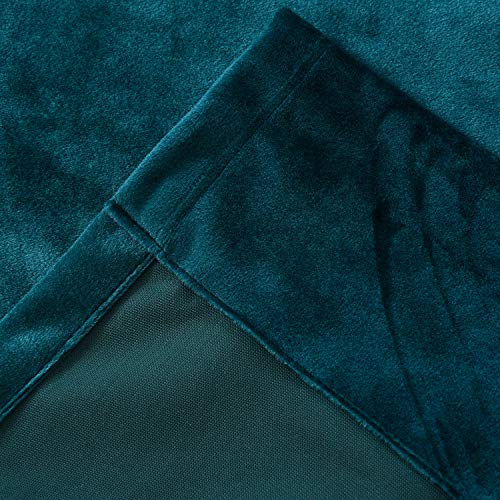 Roslynwood Velvet Peacock Blue Curtain 63 inches Long - Curtains Block Light Rod Pocket Thermal Insulated Window Drapes Set for Living Room/Bedroom/Dining Room,W52 x L63, 2 Panels - color: Peacock Blue, size: 52"W x 63"L (Pack of 2)