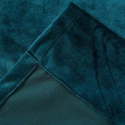 Roslynwood Velvet Peacock Blue Curtain 63 inches Long - Curtains Block Light Rod Pocket Thermal Insulated Window Drapes Set for Living Room/Bedroom/Dining Room,W52 x L63, 2 Panels - color: Peacock Blue, size: 52"W x 63"L (Pack of 2)
