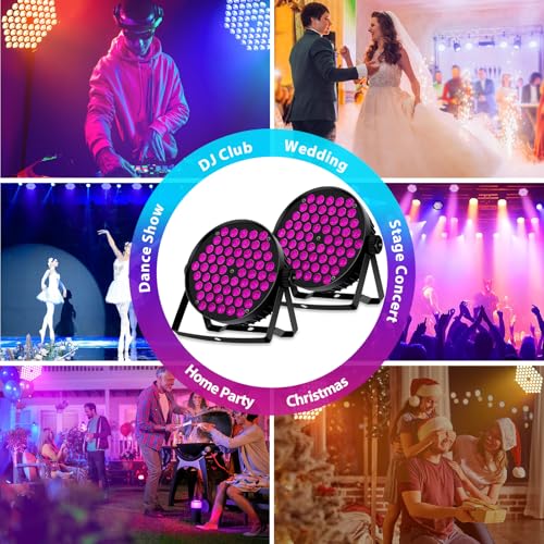 LED Par Lights, 90W 60 LED RGBW 4IN1 Stage Uplights Sound Activated Auto Play by Remote & DMX Control for Events Wedding Church Party DJ Live Show DJ Stage Lighting 2 Pack