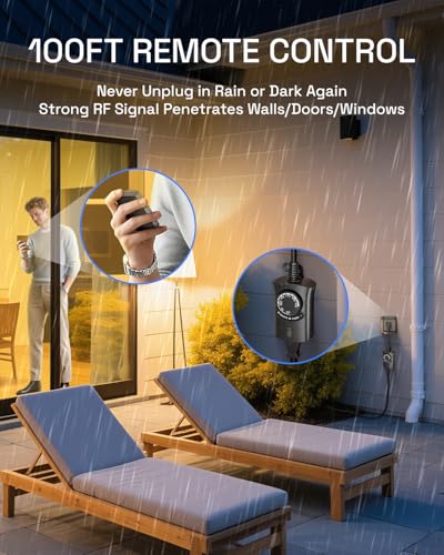 HBN Outdoor Remote Control Outlet, Waterproof Light Timer,1 Grounded Outlet - size: Remote-1 Outlet