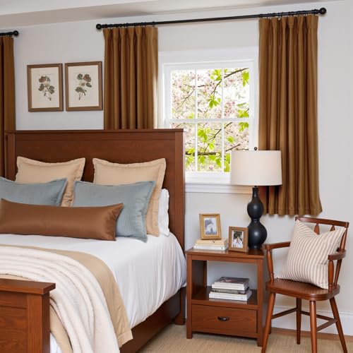 Lazzzy Blackout Golden Brown Velvet Curtains Rod Pocket 52×63 Inch 2 Panels | Soft Velvet, For Small Windows, Kitchens & Bathrooms, Light Shifting Texture, Elegant Luxury Drape, Rich, Rod Pocket - color: R | Gold Brown, size: 52"W x 63"L (Pack of 2)