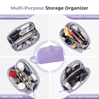 FYY Travel Cable Organizer - 8 Compartments, Lightweight, Water Repellent - color: Purple, size: (S) 8.1"× 4.7"× 2.9"