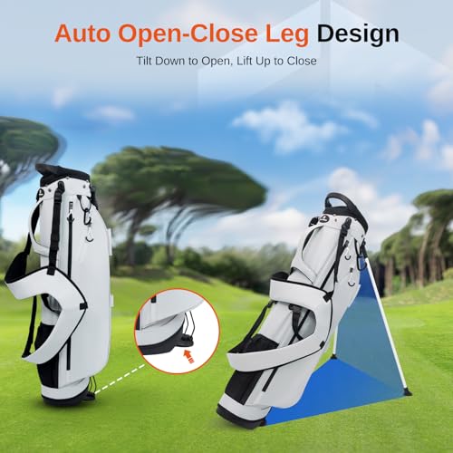 Lightweight Golf Stand Bag, 4-Way Full-Length Dividers, Holds Up to 10 Clubs, 3.7 lbs Golf Bag with Dual Straps & Stand for Driving Range, Par 3, and Standard Courses - color: Gray