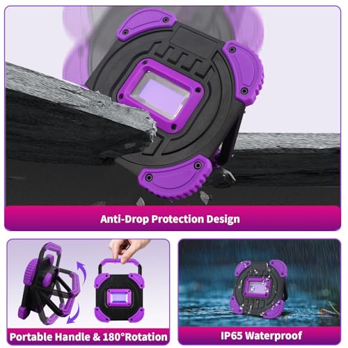 Rechargeable LED Black Light, Cordless 395nm Battery Powered Black Lights, Body Painting, Fishing, Halloween Party, Neon Glow Party, Fluorescent Poster, Christmas, 1 Pack
