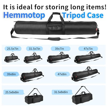 HEMMOTOP Tripod Case Bag All-Around Thick Padded Portable 39x8.3in -R10021 | Heavy Duty, Nylon, Hand-Held and Shoulder-Back, 2 Zippered Pockets, for Carrying Speaker Stand, Monopod, Fishing Pole - size: 39" L x 8.3" D