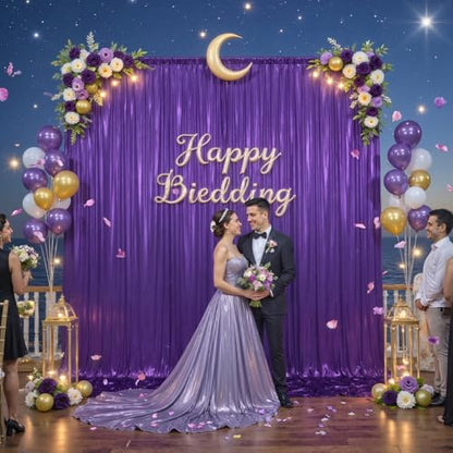 10x10ft Purple Backdrop Curtains Wedding Party Glitter Sequin Curtain Backdrop Fabric Shimmer Drapes Backdrop Bridal Baby Shower Birthday Christmas Photoshoot Background Photography 5x10FT，2 Panels - color: Purple, size: 10ft X 10ft(2 Panels 5ft X 10ft)