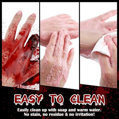 BOBISUKA Halloween Fake Blood Kit, 1.76oz Blood Spray + 1.76oz Dripping Blood + 10 Fillable Empty Capsules, Realistic Washable Fake Blood Makeup for Mouth Clothes Zombie Vampire Monster SFX Cosplay - color: Blood Spray + Dripping Blood + Empty Capsules
